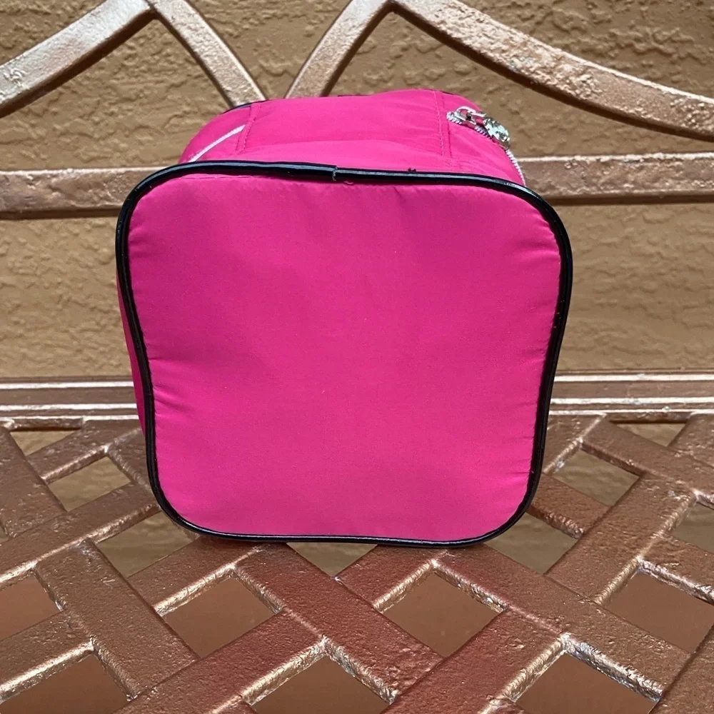 New Lancome Square Pink Cosmetic Bag with Floral Detail